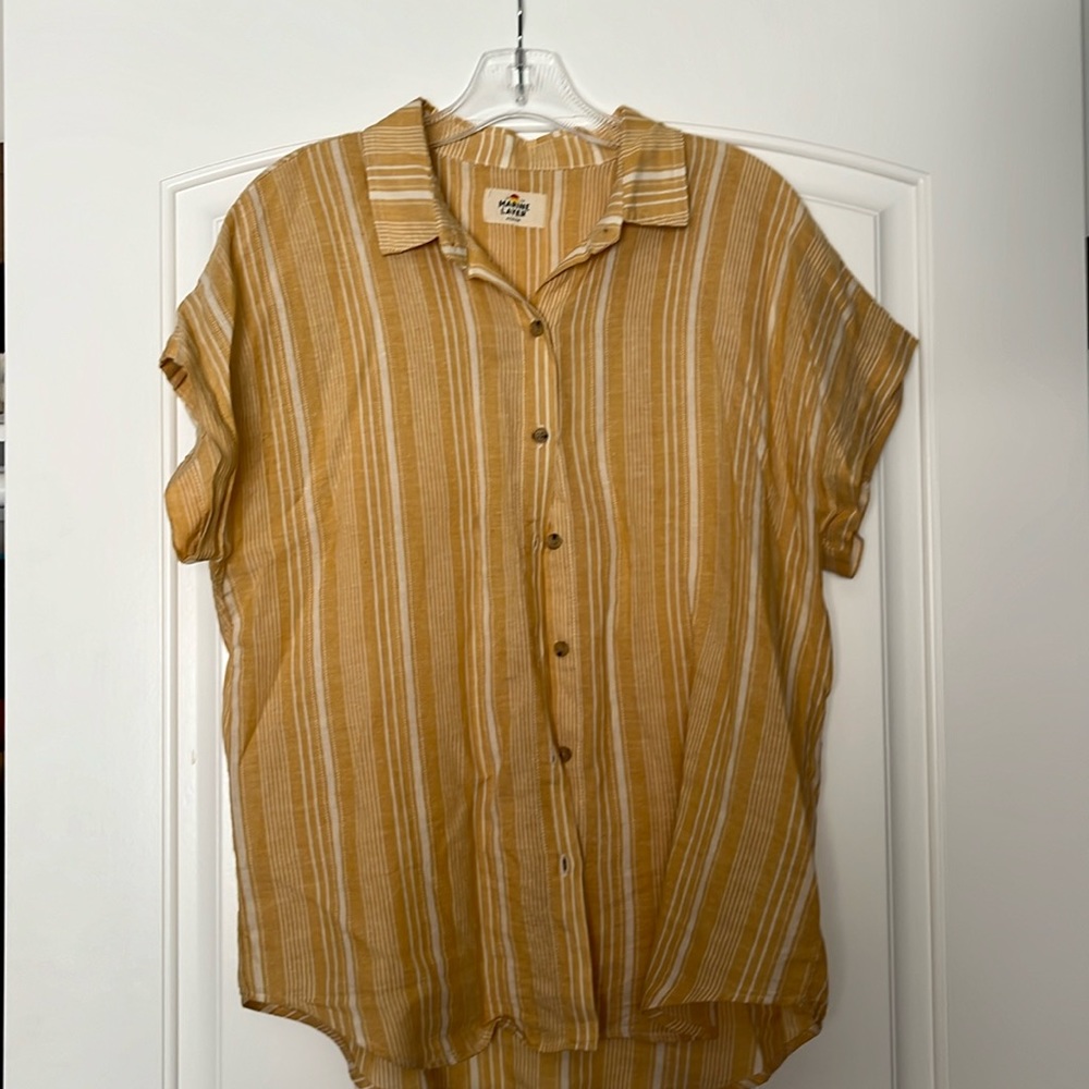Marine Layer Dana Shirt Yellow and White